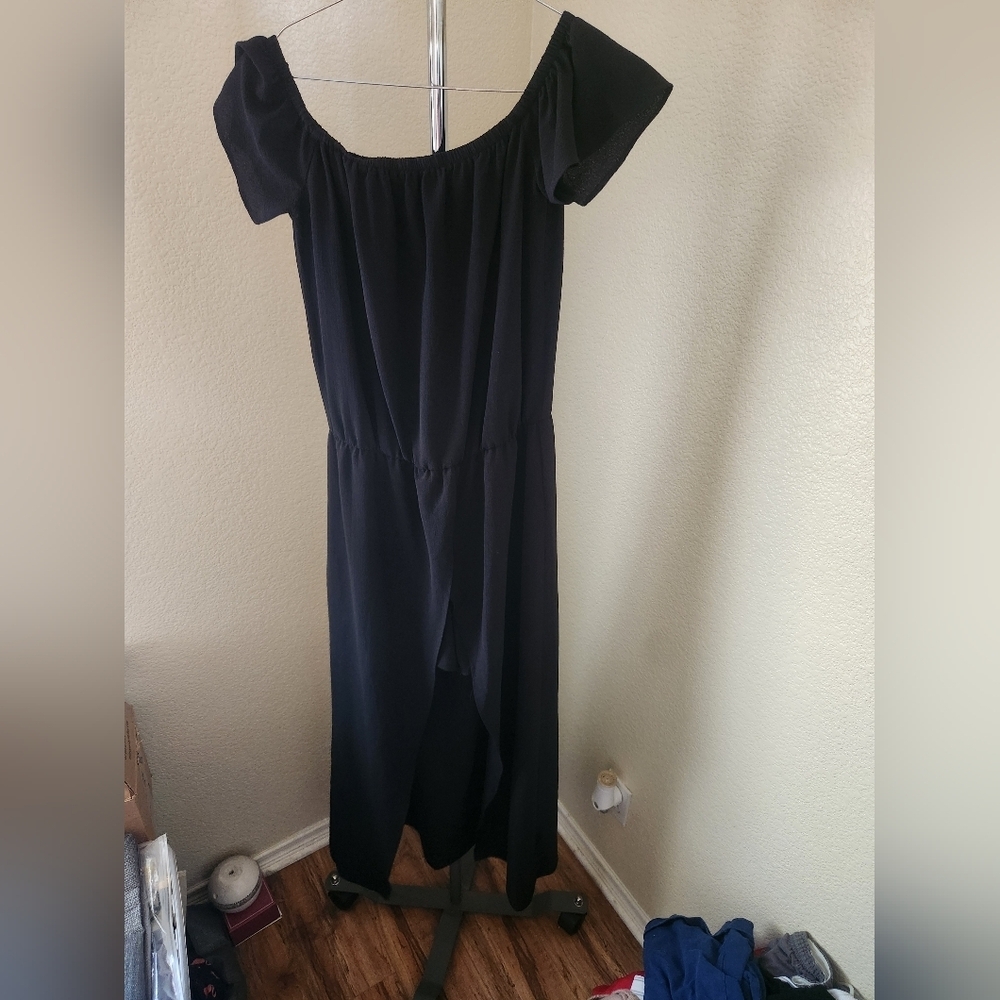 MM MM MM Short Sleeve Split Skirt Romper